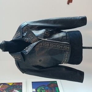 BERGEDOR Vintage Italian Studded Moto Jacket Black 10